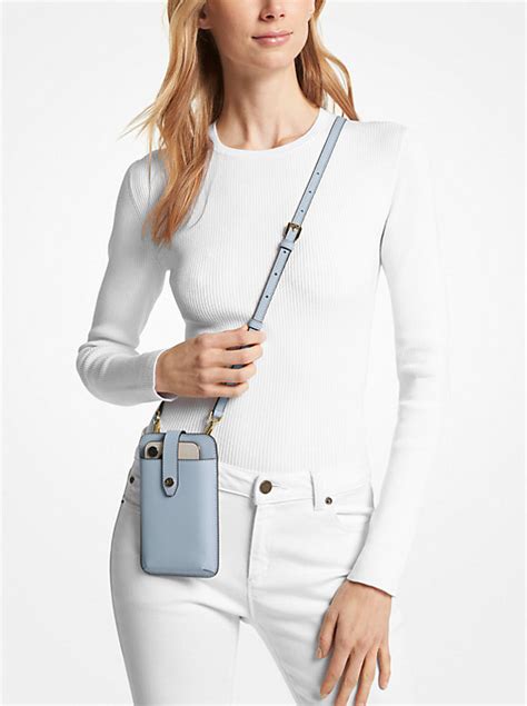 michael kors medium multifunction phone crossbody bag clutch bright white|Michael Kors smartphone crossbody bag.